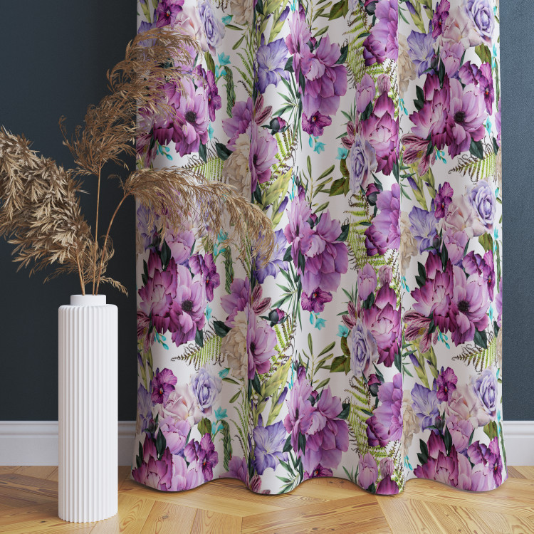 Decorative Curtain Joyful bouquet - composition of purple flowers on a white background 147306 additionalImage 3