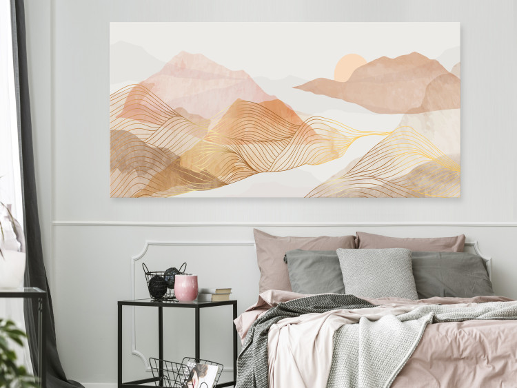 Canvas Abstract Mountains - Graphics in Honey Colors With a Landscape 149806 additionalImage 3