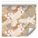 Modern Wallpaper Nature - Sketch of a Woman, Flowers and Leaves on a Background of Beige Spots 149906 additionalThumb 1