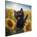 Canvas Art Print AI Cat - Black Animal Dancing in a Field of Sunflowers in a Sunny Glow - Square 150106 additionalThumb 2
