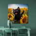 Canvas Art Print AI Cat - Black Animal Dancing in a Field of Sunflowers in a Sunny Glow - Square 150106 additionalThumb 3