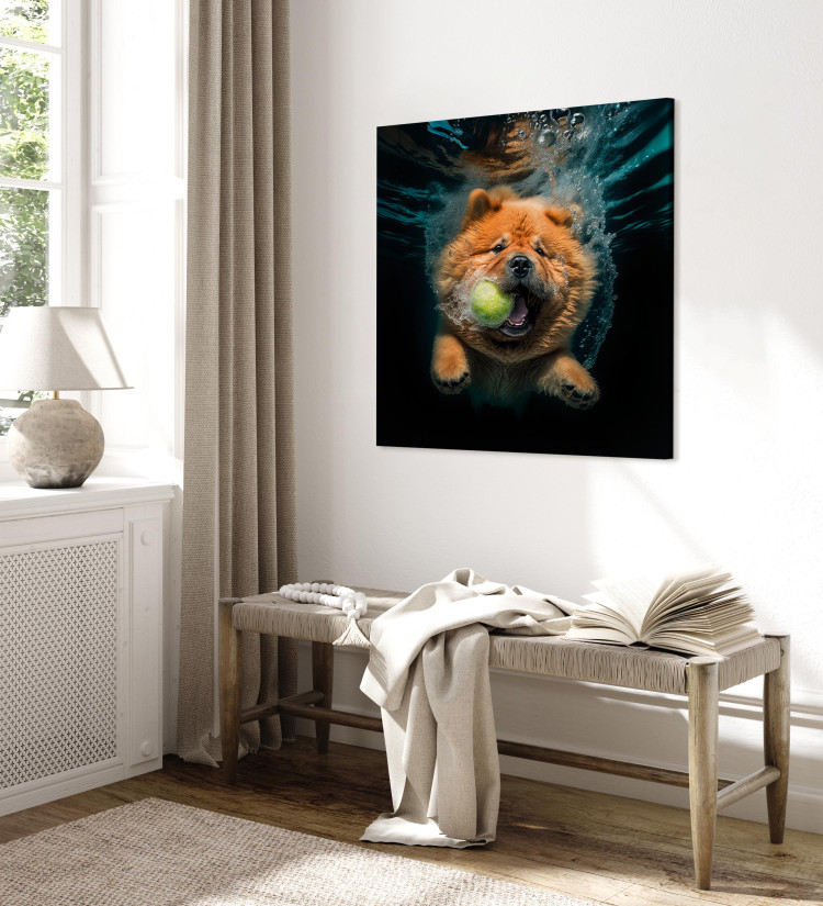 Canvas AI Dog Chow Chow - Floating Animal With a Ball in Its Mouth - Square 150206 additionalImage 4