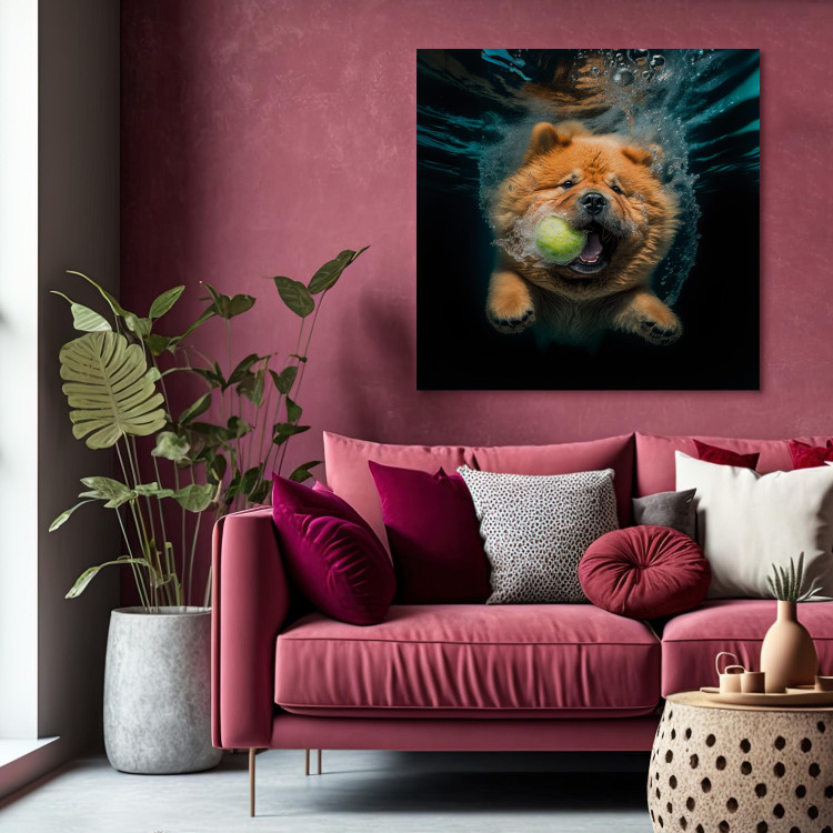 Canvas AI Dog Chow Chow - Floating Animal With a Ball in Its Mouth - Square 150206 additionalImage 3