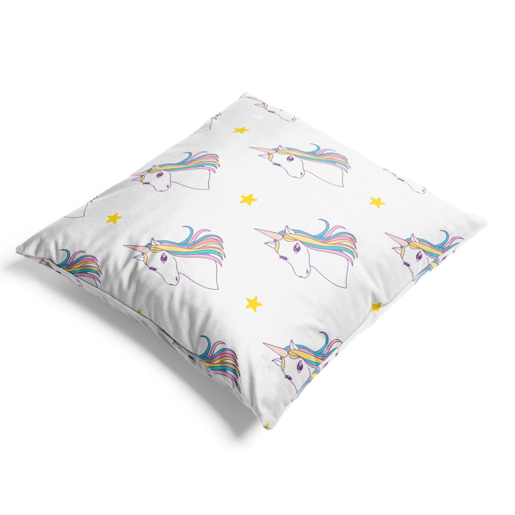 Decorative Velor Pillow Unicorns and Stars - Animals With Rainbow Manes on a White Background 151306 additionalImage 2