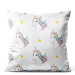 Decorative Velor Pillow Unicorns and Stars - Animals With Rainbow Manes on a White Background 151306