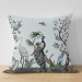 Decorative Microfiber Pillow Peacock and Heron - Birds Among Flowering Plants on a White Background 151406 additionalThumb 3