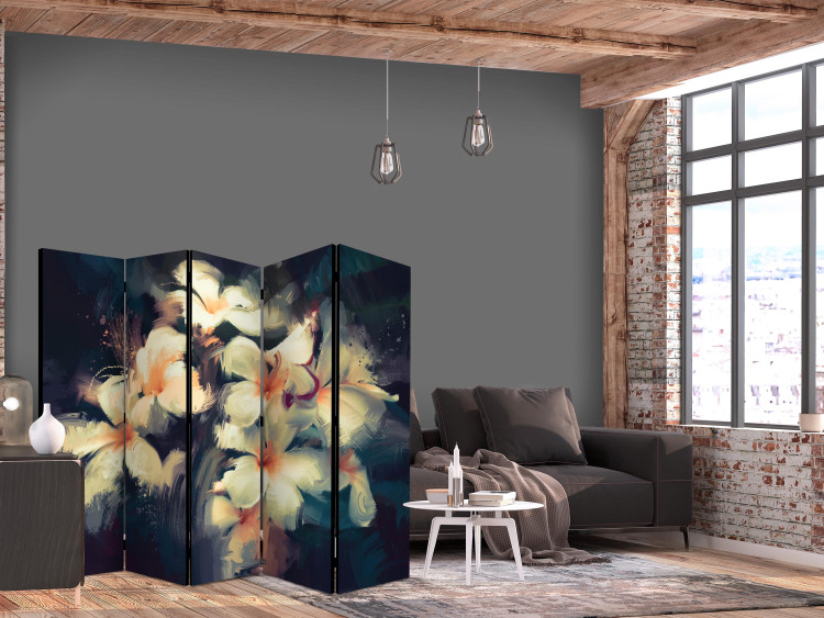 Room Divider Luminous Bouquet - Bright Flowers on a Dark Background II [Room Dividers] 159806 additionalImage 4