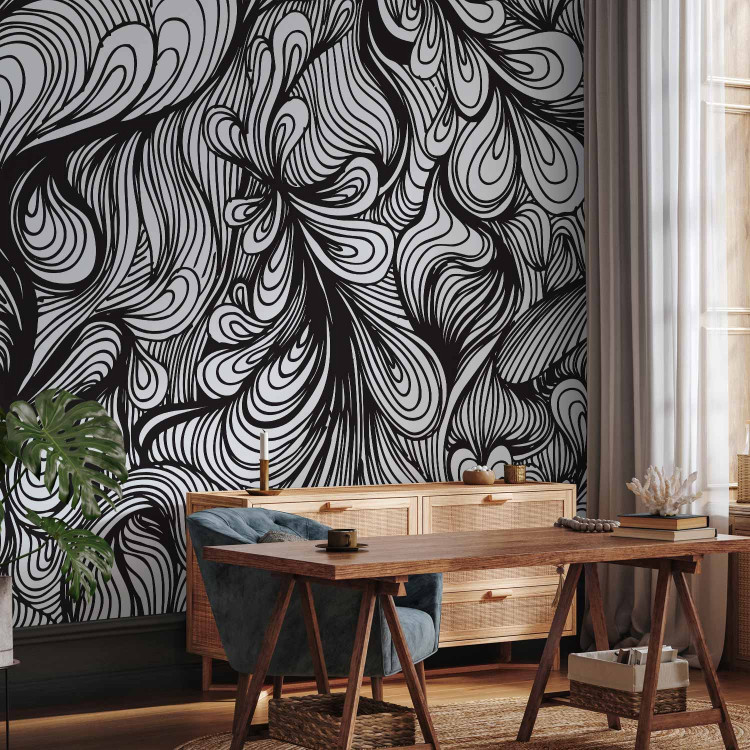 Wall Mural Black and White Retro Vibe - Background in the Form of Fancy Ornaments 60806 additionalImage 4