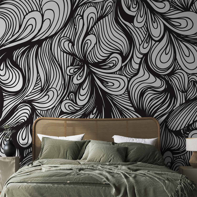 Wall Mural Black and White Retro Vibe - Background in the Form of Fancy Ornaments 60806 additionalImage 2