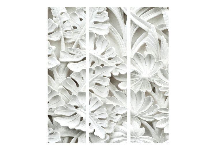 Room Divider Screen Alabaster Garden - flowers and leaves in a texture of white stone 95406 additionalImage 7