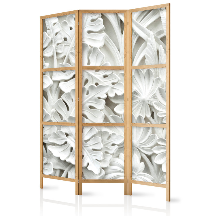 Room Divider Screen Alabaster Garden - flowers and leaves in a texture of white stone 95406 additionalImage 5