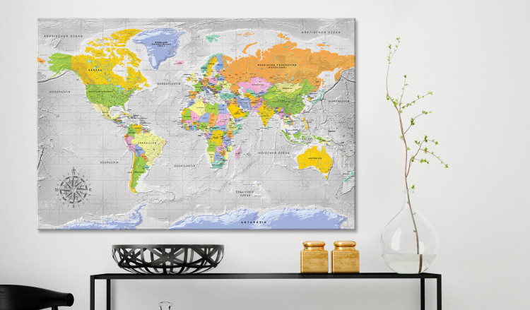 Decorative Pinboard World Map: Wind Rose [Cork Map - German Text] 105616 additionalImage 3