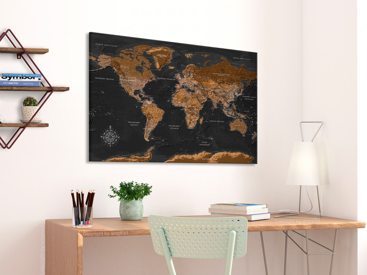 Decorative Pinboard Brown World Map [Cork Map - Polish Text] 106516 additionalImage 3