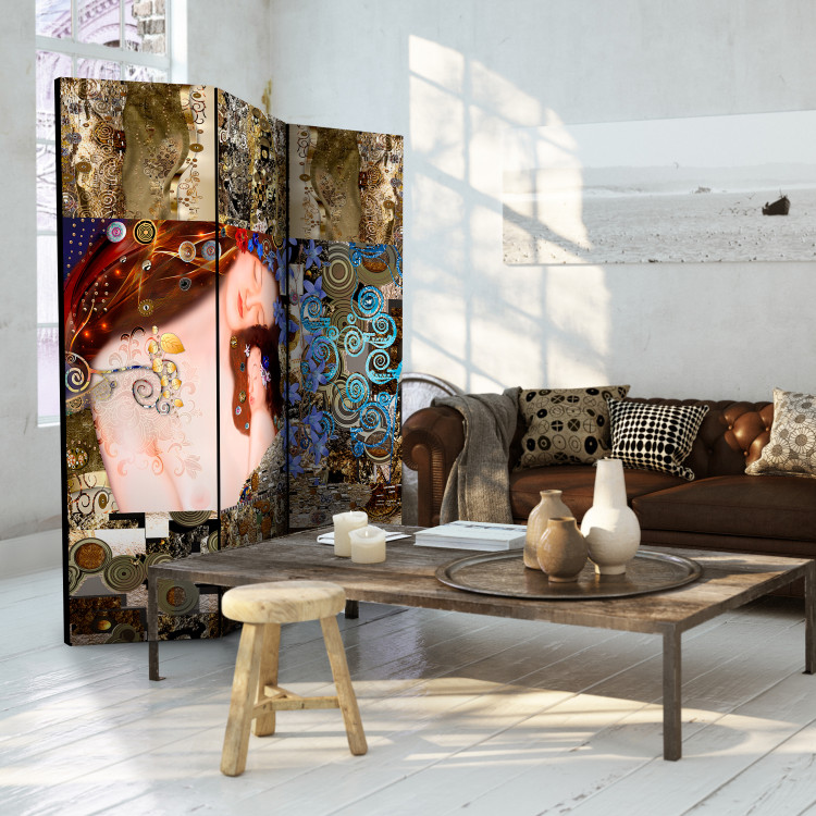 Folding Screen Motherly Embrace - colorful abstraction of a woman in the style of Gustav Klimt 107416 additionalImage 2