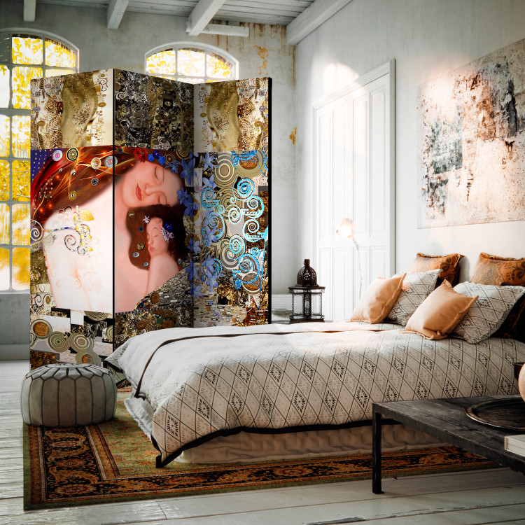 Folding Screen Motherly Embrace - colorful abstraction of a woman in the style of Gustav Klimt 107416 additionalImage 4