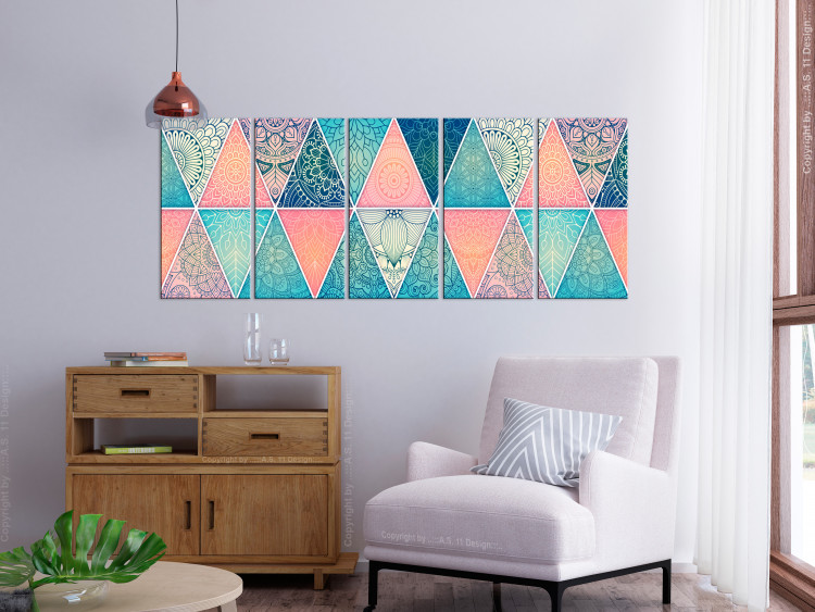 Canvas Art Print Oriental Triangles (5 Parts) Narrow 108016 additionalImage 3