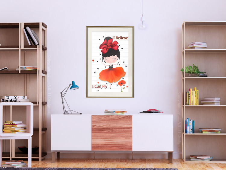 Poster I believe I can fly - girl in a poppy dress and English text 114416 additionalImage 22