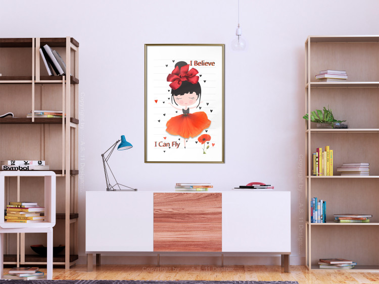 Poster I believe I can fly - girl in a poppy dress and English text 114416 additionalImage 15