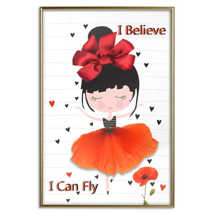 Poster I believe I can fly - girl in a poppy dress and English text 114416 additionalImage 16