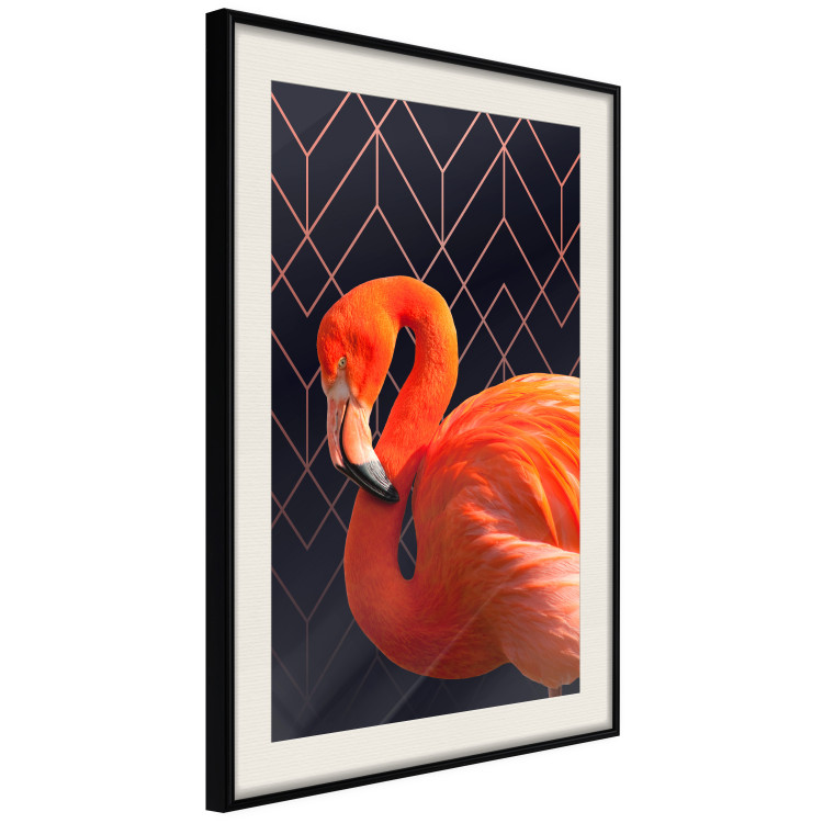 Poster Flamingo Solo - composition with an orange bird on a geometric background 115316 additionalImage 3