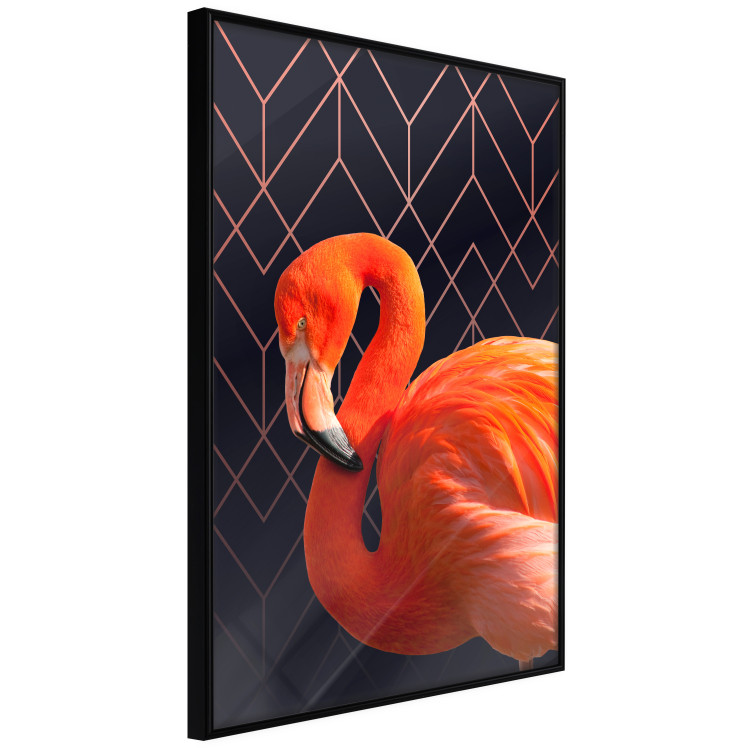 Poster Flamingo Solo - composition with an orange bird on a geometric background 115316 additionalImage 10