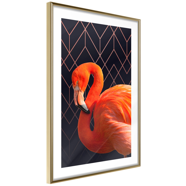 Poster Flamingo Solo - composition with an orange bird on a geometric background 115316 additionalImage 6
