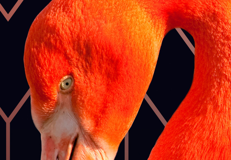 Poster Flamingo Solo - composition with an orange bird on a geometric background 115316 additionalImage 9