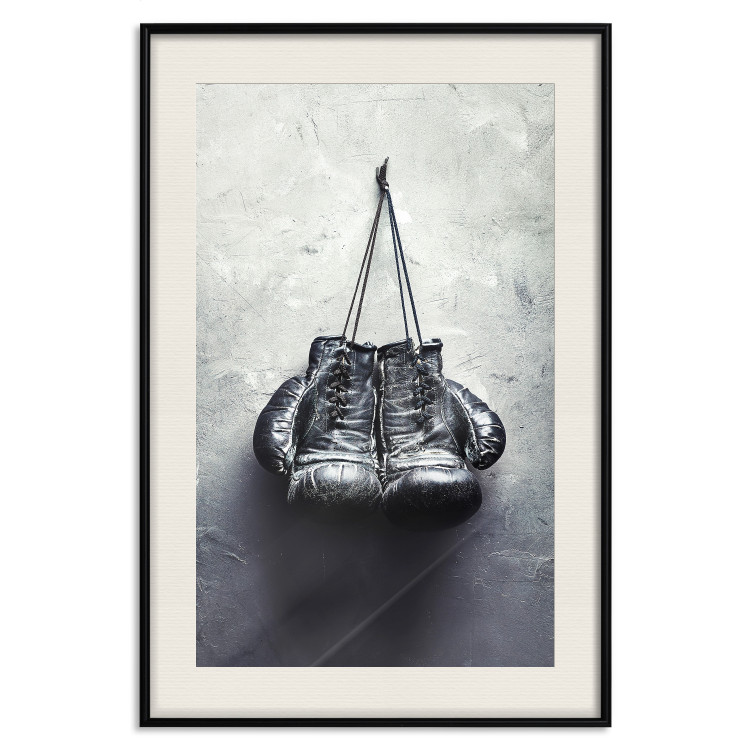 Wall Poster Boxing Gloves - black and white sporty composition in retro style 117016 additionalImage 23