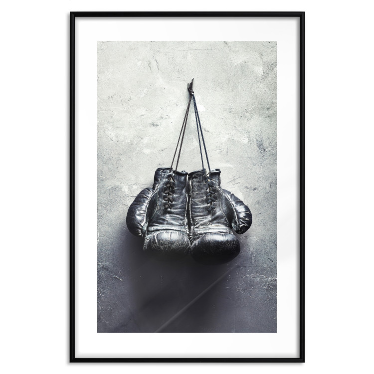 Wall Poster Boxing Gloves - black and white sporty composition in retro style 117016 additionalImage 26