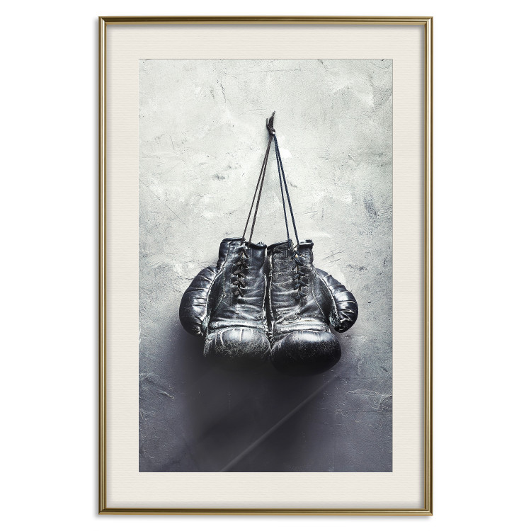 Wall Poster Boxing Gloves - black and white sporty composition in retro style 117016 additionalImage 24