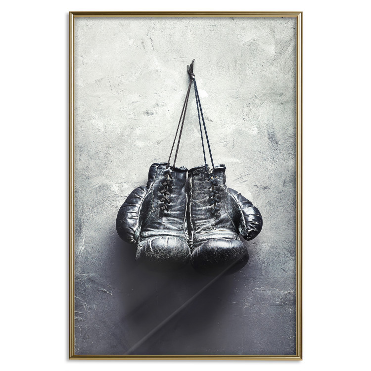 Wall Poster Boxing Gloves - black and white sporty composition in retro style 117016 additionalImage 25