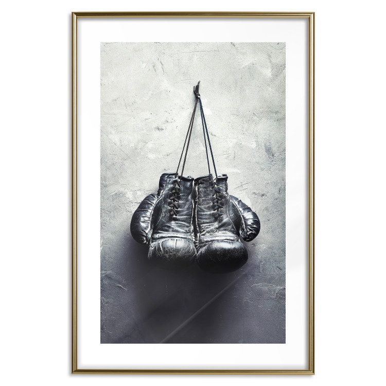 Wall Poster Boxing Gloves - black and white sporty composition in retro style 117016 additionalImage 27