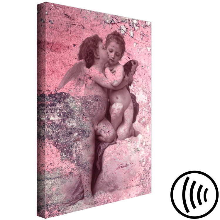 Canvas Print Angelic kiss - angels in love on an abstract, pink background 118216 additionalImage 6