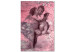 Canvas Print Angelic kiss - angels in love on an abstract, pink background 118216