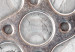 Poster Silver Cogs - industrial composition with two metal gears 118916 additionalThumb 9