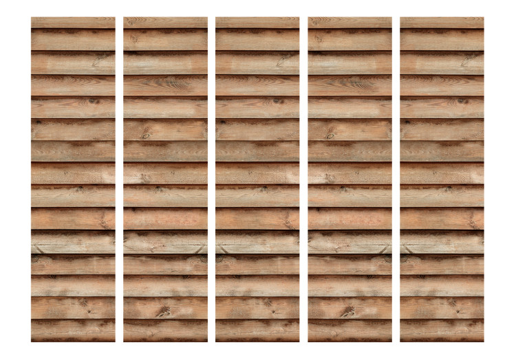 Folding Screen Desert Meridian II - wooden texture of brown planks with knots 123016 additionalImage 3