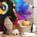Wall Mural DJ chimpanzee - colourful animal on regular background with brick texture 126816 additionalThumb 6
