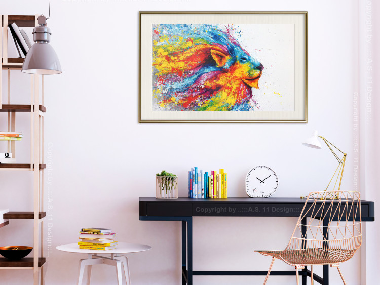 Wall Poster Lion in Colors - abstract colorful animal in artistic motif 127816 additionalImage 22