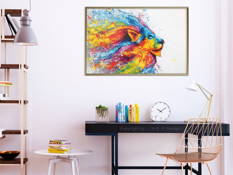 Wall Poster Lion in Colors - abstract colorful animal in artistic motif 127816 additionalImage 5