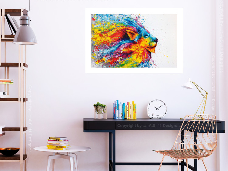 Wall Poster Lion in Colors - abstract colorful animal in artistic motif 127816 additionalImage 5