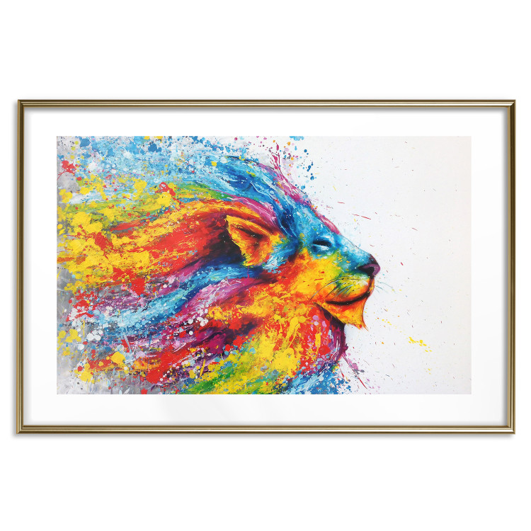 Wall Poster Lion in Colors - abstract colorful animal in artistic motif 127816 additionalImage 16