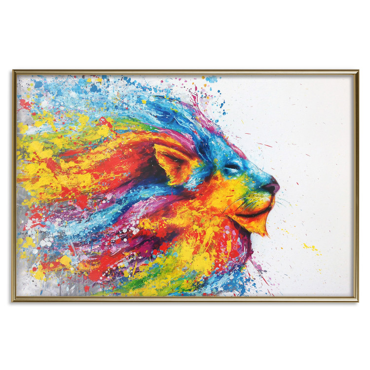 Wall Poster Lion in Colors - abstract colorful animal in artistic motif 127816 additionalImage 21