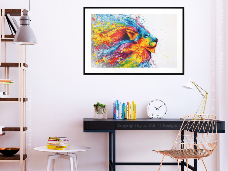 Wall Poster Lion in Colors - abstract colorful animal in artistic motif 127816 additionalImage 23