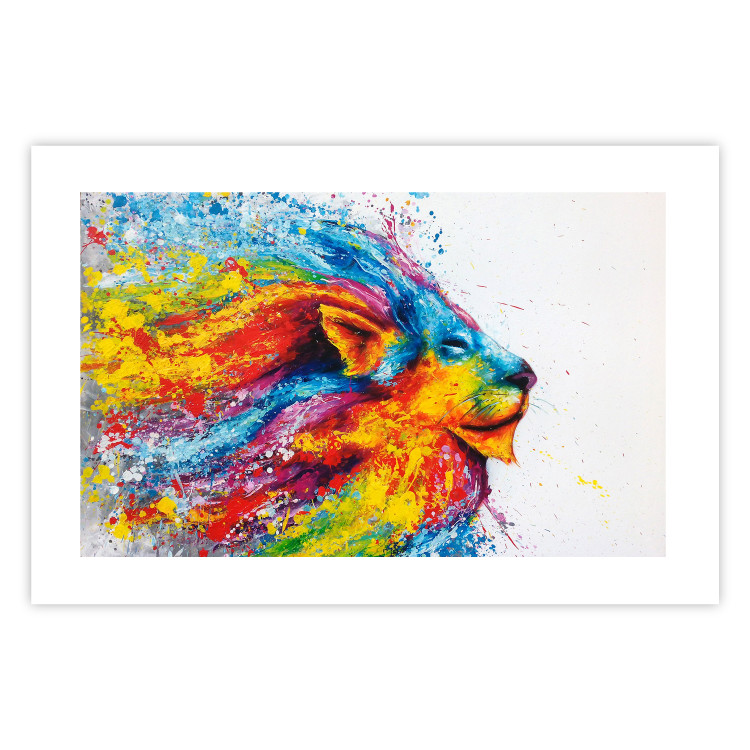 Wall Poster Lion in Colors - abstract colorful animal in artistic motif 127816 additionalImage 19