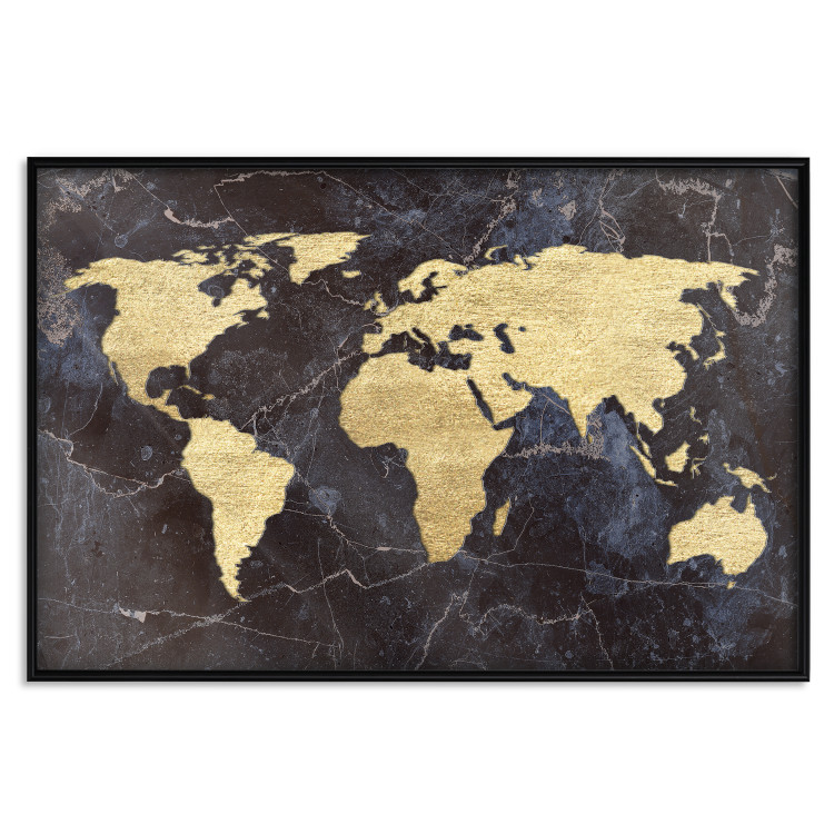 Wall Poster Golden World - elegant continents and dark seas on a world map 128816 additionalImage 18