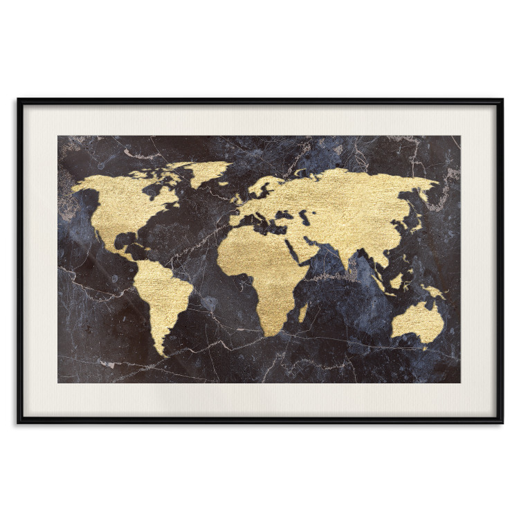 Wall Poster Golden World - elegant continents and dark seas on a world map 128816 additionalImage 19
