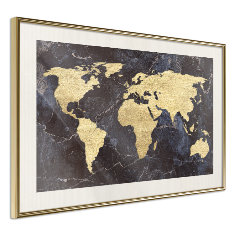Wall Poster Golden World - elegant continents and dark seas on a world map 128816 additionalImage 3