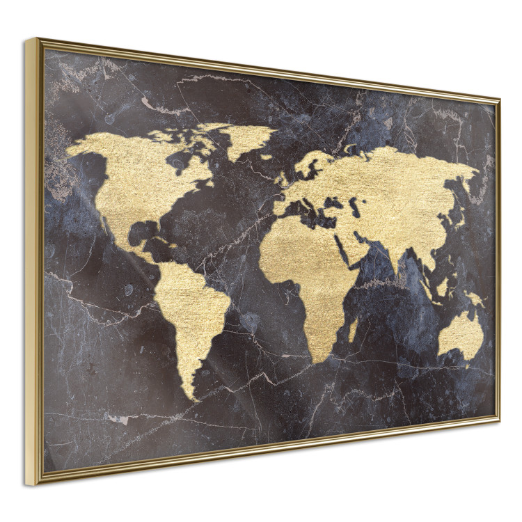 Wall Poster Golden World - elegant continents and dark seas on a world map 128816 additionalImage 12