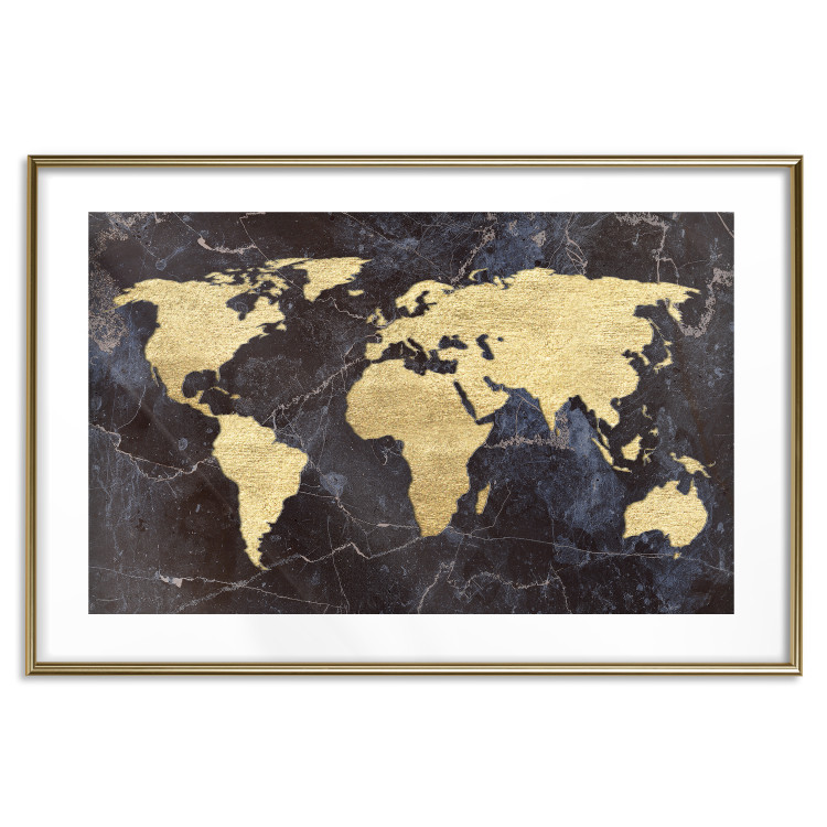 Wall Poster Golden World - elegant continents and dark seas on a world map 128816 additionalImage 14