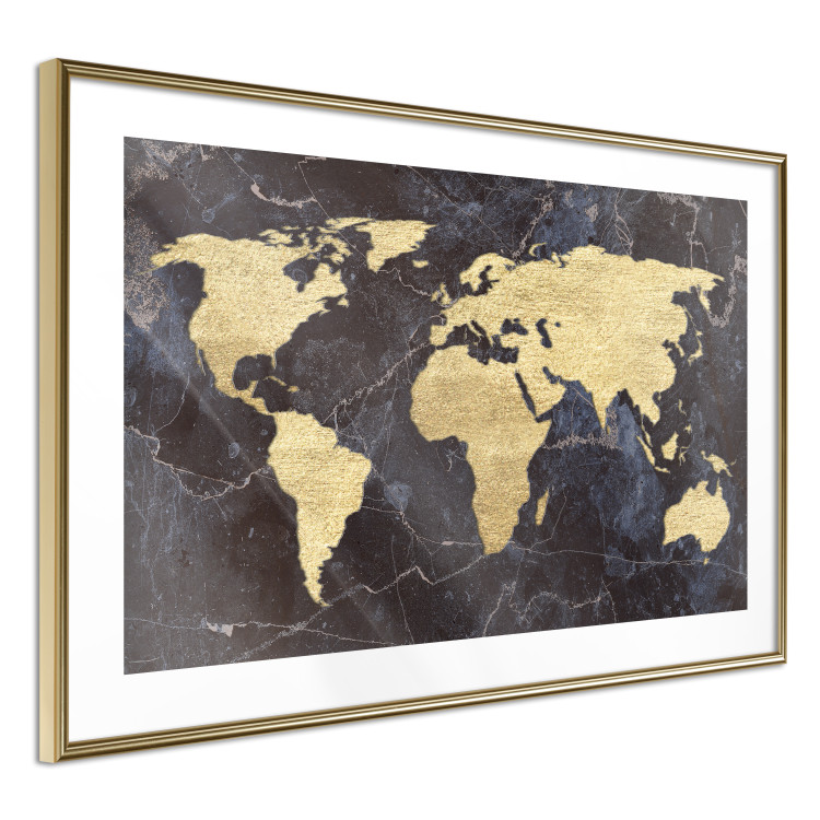 Wall Poster Golden World - elegant continents and dark seas on a world map 128816 additionalImage 7